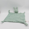 Doudou plat lapin bleu vert lange VERTBAUDET