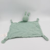 Doudou plat lapin bleu vert lange VERTBAUDET