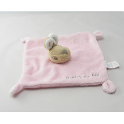 Doudou plat lapin rose GRAIN DE BLE