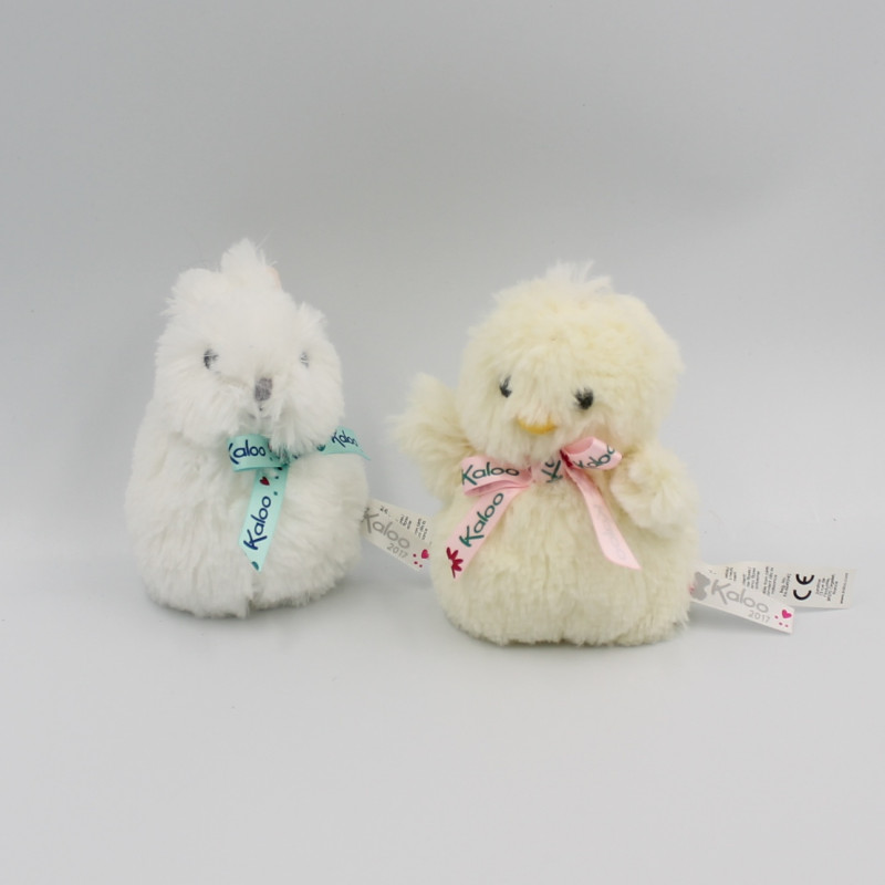 Petit doudou poussin canard jaune et canard blanc Pâques KALOO