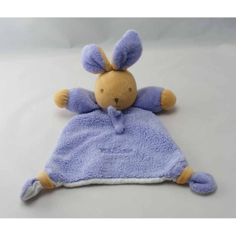 Doudou plat lapin mauve jaune vert TAKINOU