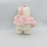 Ancienne peluche chat blanc robe rose pois COROLLE