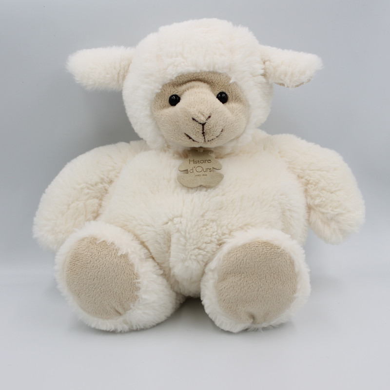 Doudou peluche mouton blanc beige HISTOIRE D'OURS