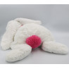 Grand doudou et compagnie lapin blanc rose Pompon fraise 50 cm