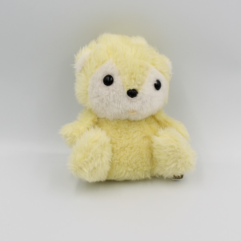 Ancienne Peluche ours chat jaune blanc AJENA