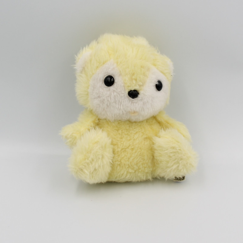 Ancienne Peluche ours chat jaune blanc AJENA