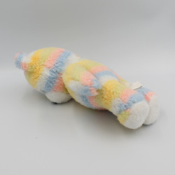 Ancienne peluche ours blanc jaune bleu rose NOUNOURS