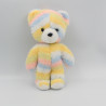 Ancienne peluche ours blanc jaune bleu rose NOUNOURS