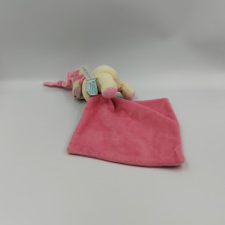 Doudou luminescent souris beige rose étoiles mouchoir BABY NAT