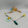 Doudou plat ours beige bleu blanc jaune pois BABY NAT
