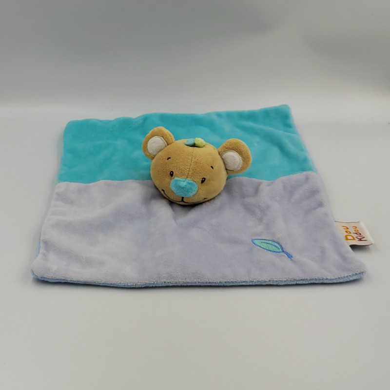 Doudou plat koala beige bleu feuille DOUKIDOU