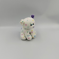 Peluche chien blanc mauve jaune bleu tachetés TY
