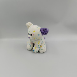 Peluche chien blanc mauve jaune bleu tachetés TY