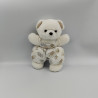 Doudou ours beige salopette blanc imprimé lavande savon TARTINE ET CHOCOLAT