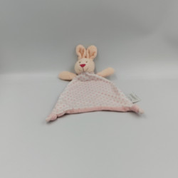 Doudou plat lapin rose blanc pois MES PETITS CAILLOUX CMP