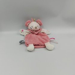 Doudou marionnette souris rose blanc plume Tipioux Baby nat
