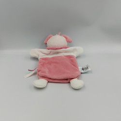 Doudou marionnette souris rose blanc plume Tipioux Baby nat