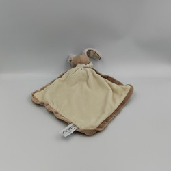 Doudou plat lapin beige blanc rose NICOTOY