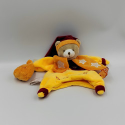 Doudou et Compagnie marionnette ours orange rouge col pétale Poudre d'étoi