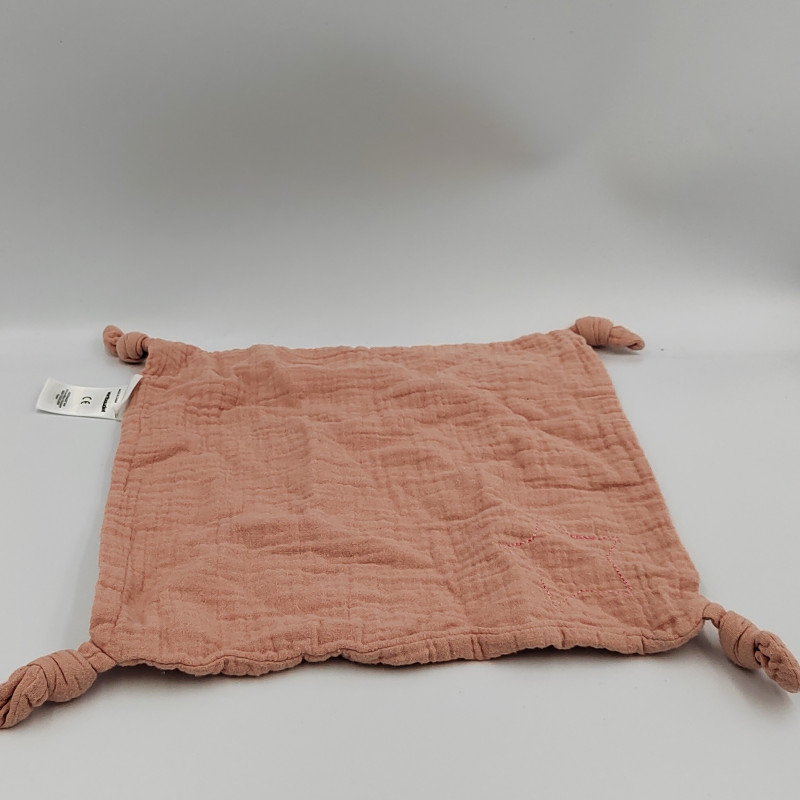 Doudou plat carré rose lange VERTBAUDET