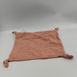 Doudou plat carré rose lange VERTBAUDET