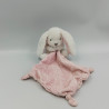 Doudou lapin rose blanc feuilles mouchoir NICOTOY