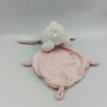 Doudou lapin rose blanc feuilles mouchoir NICOTOY