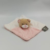 Doudou plat ours blanc rose étoiles TOM & ZOE