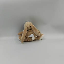 Doudou lapin beige marron avec mouchoir blanc OBAIBI