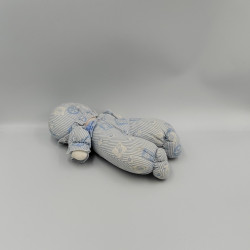 Doudou Poupée lutin bleu rayé motifs marin NOUNOURS