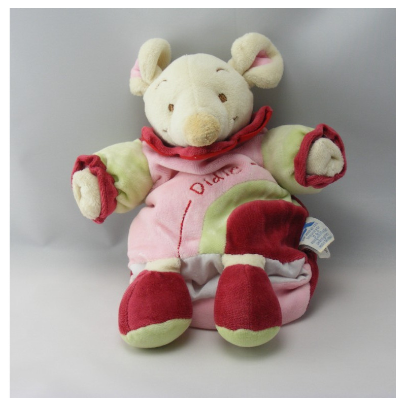 Doudou et compagnie marionnette Didie la souris rose vert