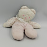 Ancien doudou chat rose blanc coeurs FANFOUN