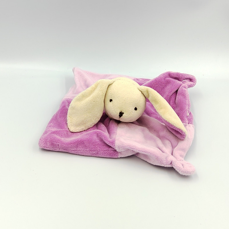 Doudou plat carré lapin rose CMP