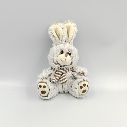 Doudou peluche lapin beige marron blanc HAN