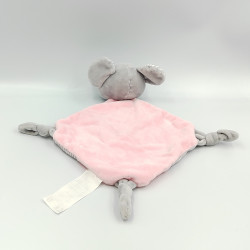 Doudou plat souris rose gris rayé TOM & KIDDY TOMKIDS