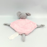 Doudou plat souris rose gris rayé TOM & KIDDY TOMKIDS