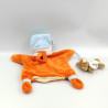 Doudou et compagnie plat marionnette ours Firmin orange bleu blanc bébé
