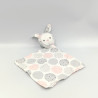 Doudou plat lapin gris blanc rose cercles OBAIBI