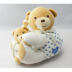 Doudou ours boule blanc coeur bleu KALOO