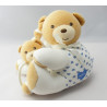 Doudou ours boule blanc coeur bleu KALOO