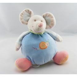Doudou musical souris bleu escargot brodé NATTOU 
