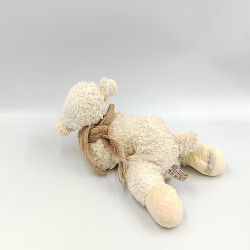 Doudou peluche mouton blanc foulard marron BUKOWSKI