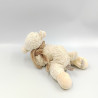 Doudou peluche mouton blanc foulard marron BUKOWSKI