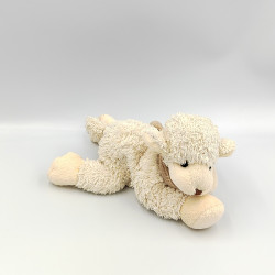 Doudou peluche mouton blanc foulard marron BUKOWSKI