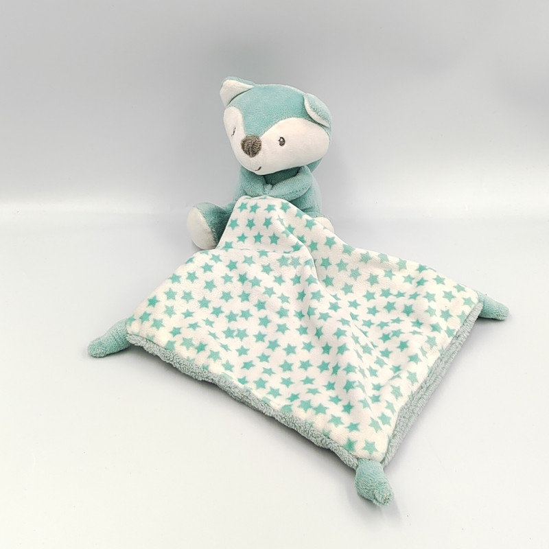 Doudou chat renard bleu étoiles mouchoir NICOTOY