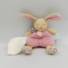 Doudou lapin Poupi rose beige fleurs avec mouchoir BABY NAT