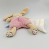 Doudou lapin Poupi rose beige fleurs avec mouchoir BABY NAT