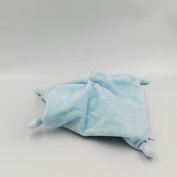 Doudou plat carré ours bleu tortue TEX BABY