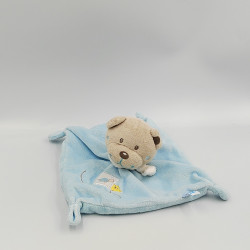 Doudou plat carré ours bleu tortue TEX BABY