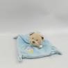 Doudou plat carré ours bleu tortue TEX BABY